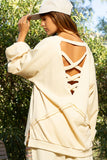 Back Cross Strap Detail Balloon Sleeve Sweatshirt