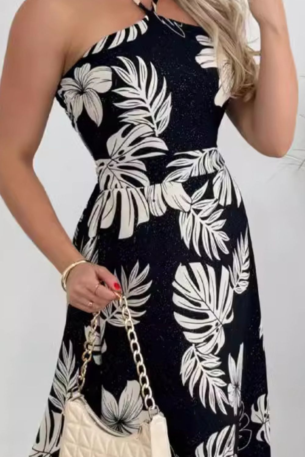 Tropical Vacation Maxi Halter Neck Dress