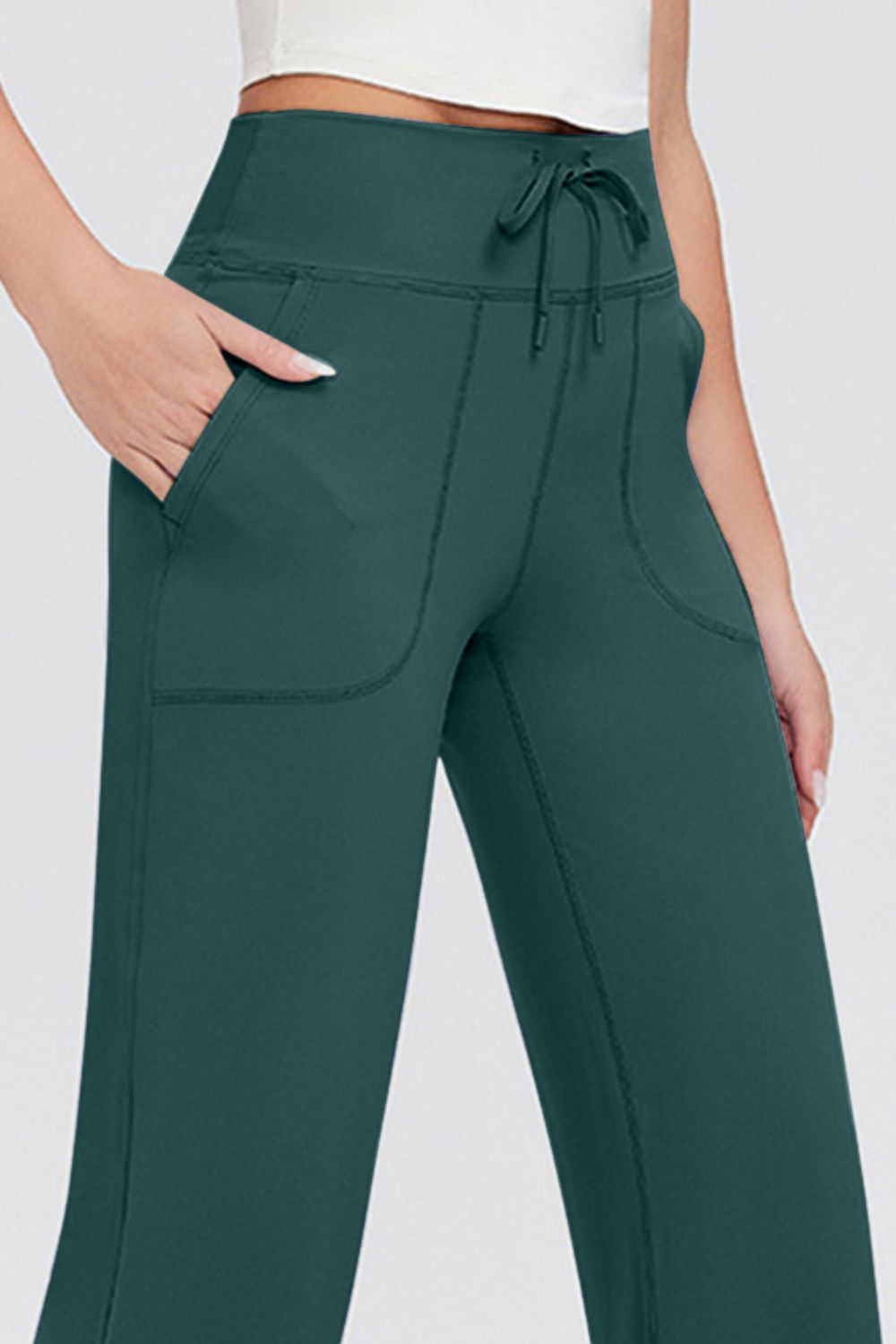 Full Size Drawstring High Waist Pants with Pockets