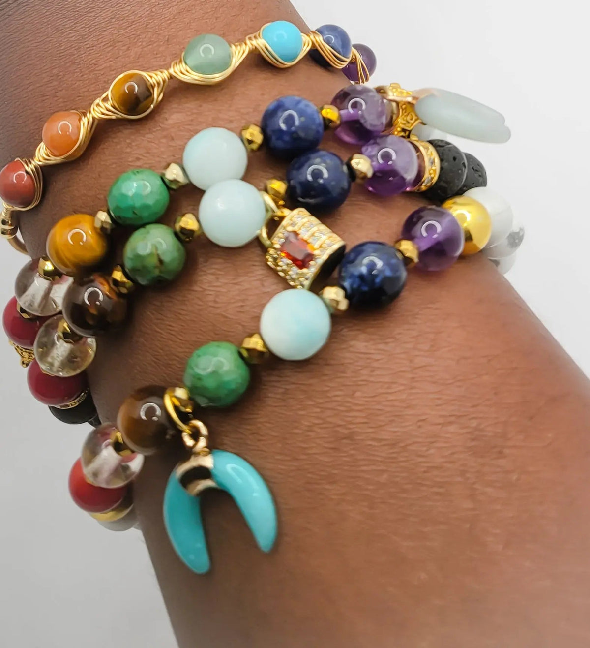 Chakra Stone Stacked Bracelet set Handmade