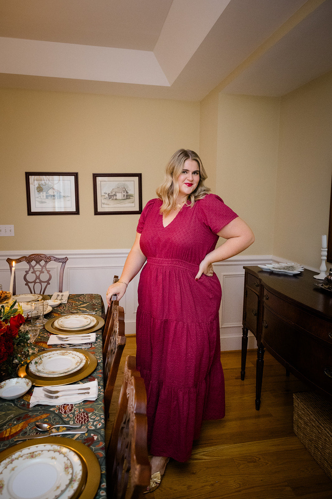 The Sarah Maxi Dress in Sugar Plum Dobby Plus Size