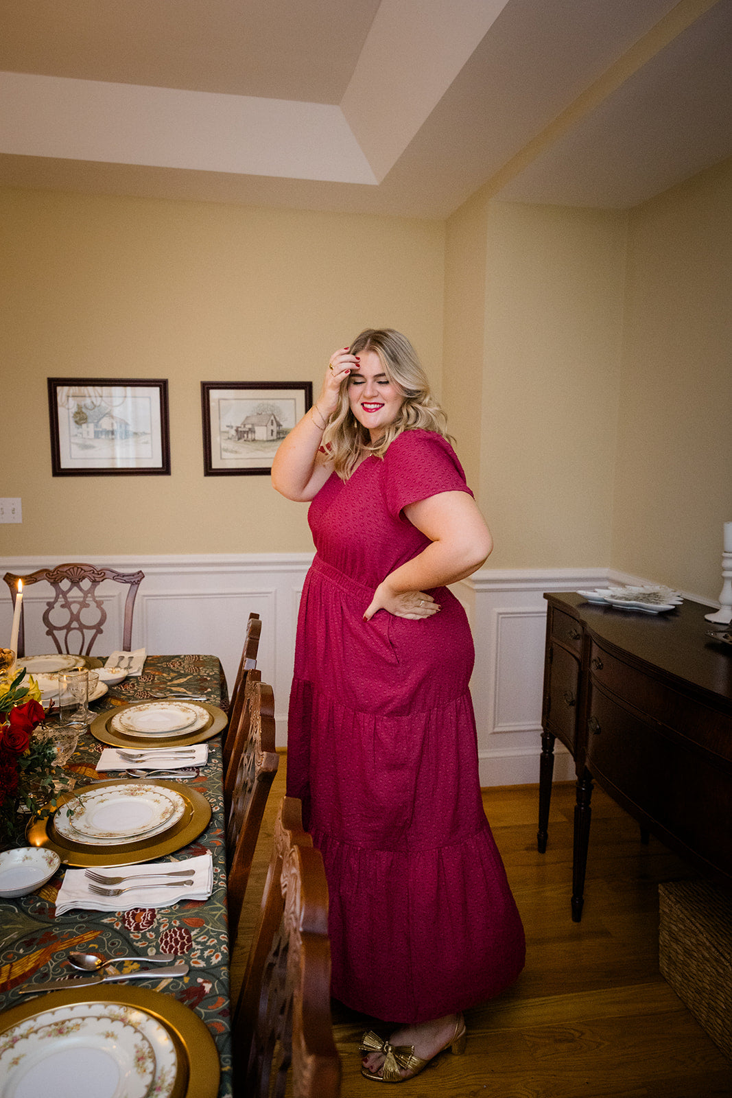 The Sarah Maxi Dress in Sugar Plum Dobby Plus Size