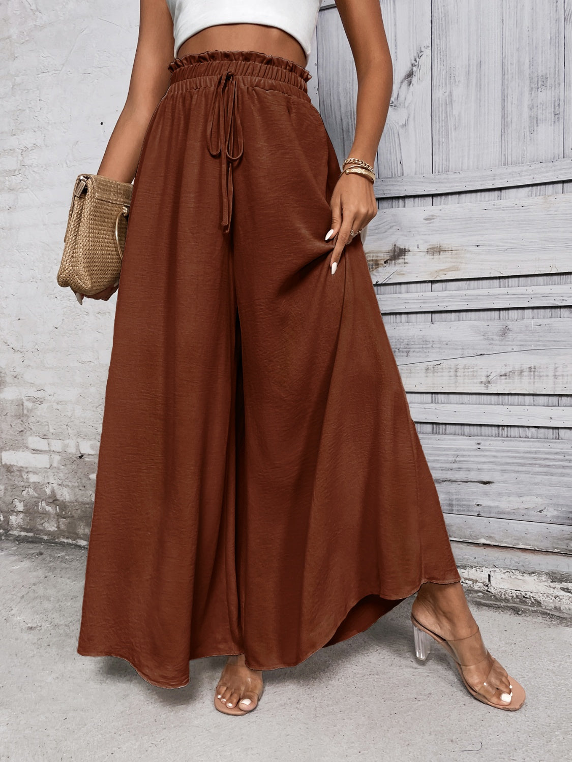 Resort Style High Waist Wide Leg Pants