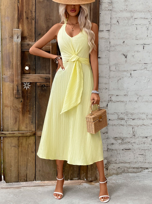 Yellow Sleeveless Resort Midi Dress