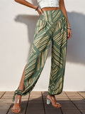 Slit Printed High Waist Vacation Pants