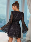 Sequin Long Sleeve Cocktail Dress