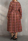 Plus Size Plaid Long Sleeve Midi Dress