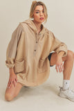 Oat Slit Half Snap Oversize Hoodie