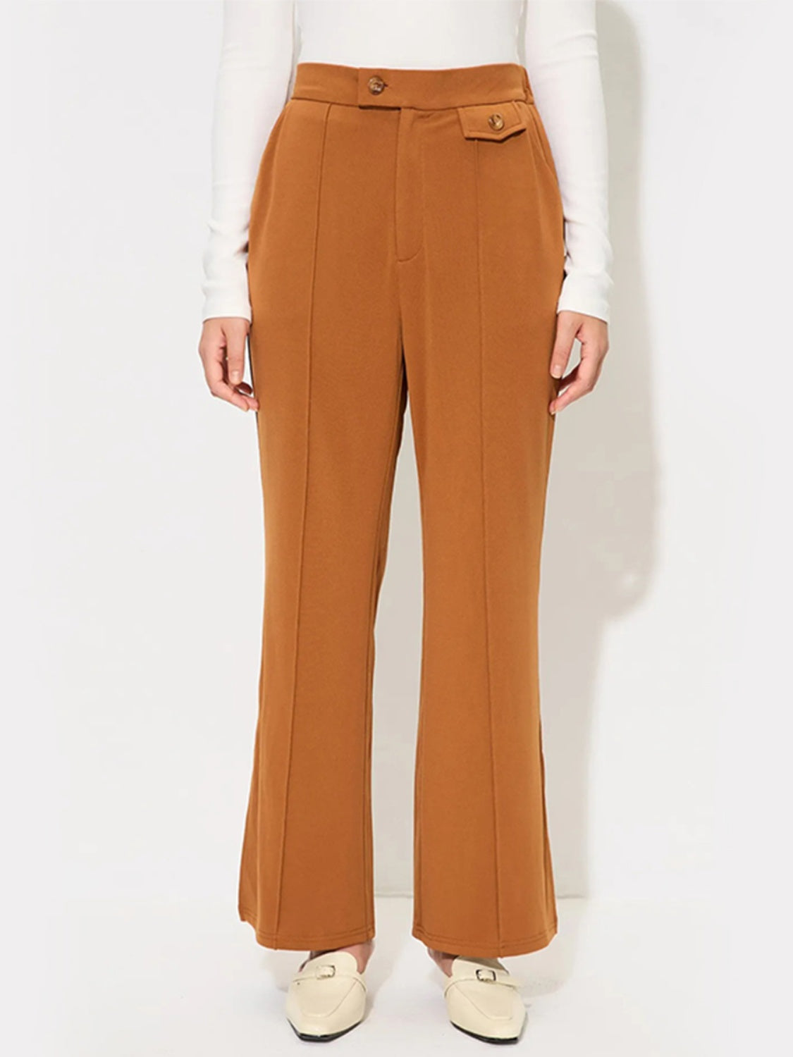 Slit Wide Leg Resort Pants with Pockets