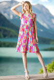 Full Size Floral Cap Sleeve Summer Dress