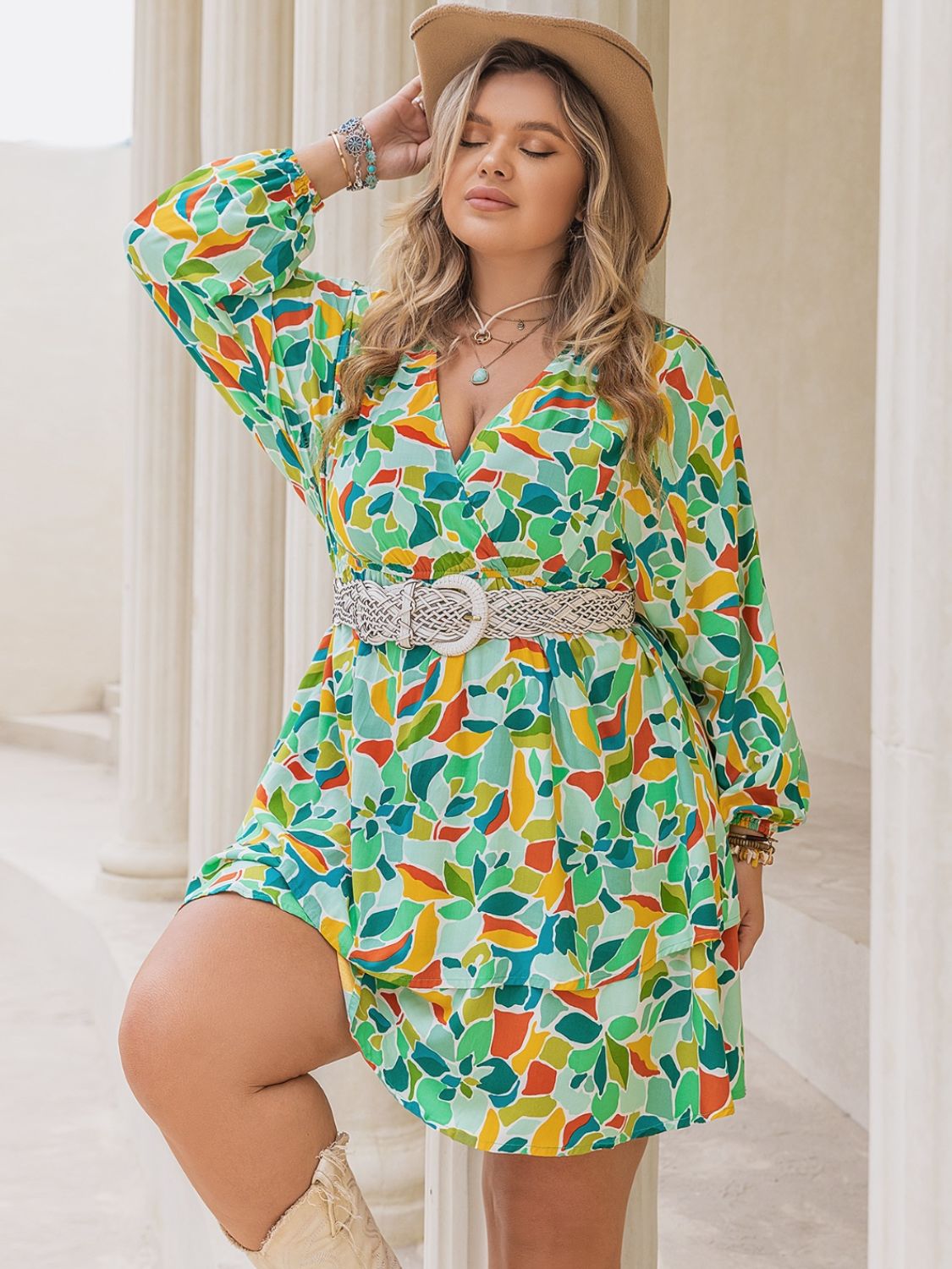 Plus Size Long Sleeve Mini Summer Dress