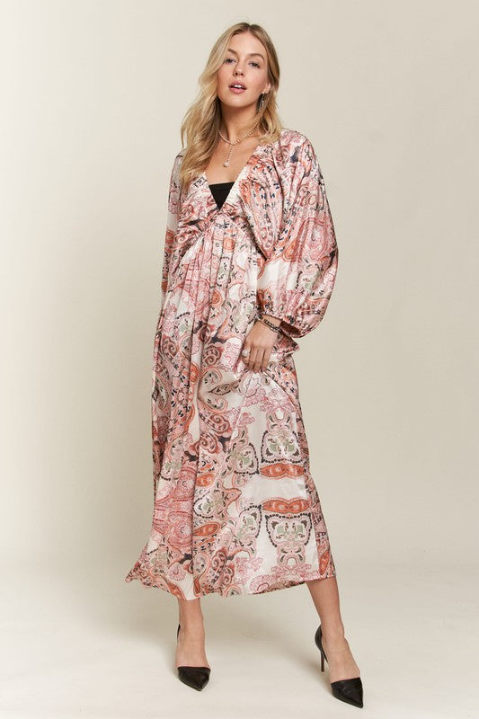 Pale Blush Batwing Sleeve Resort Maxi Dress