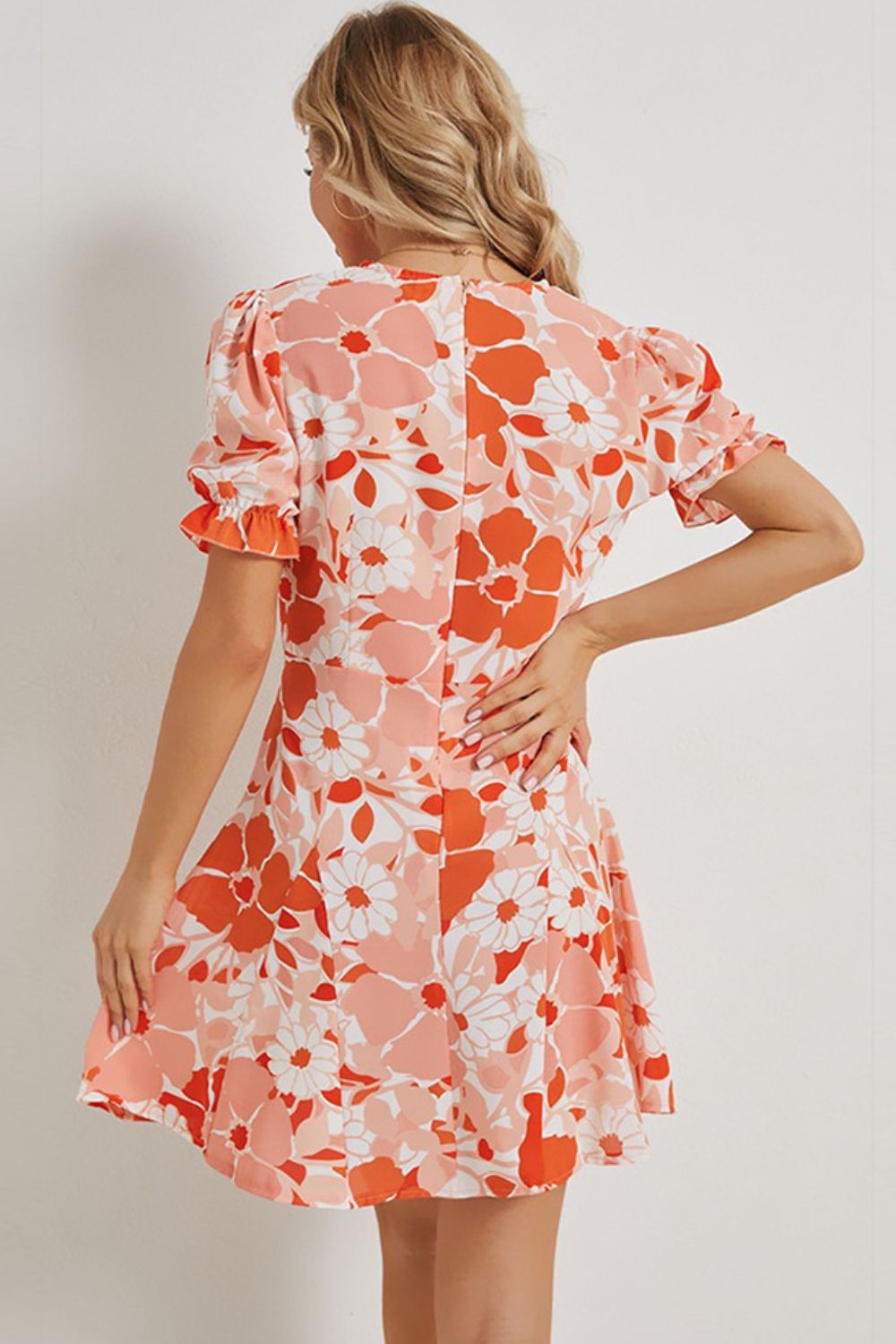 Floral Flounce Sleeve Summer Dress