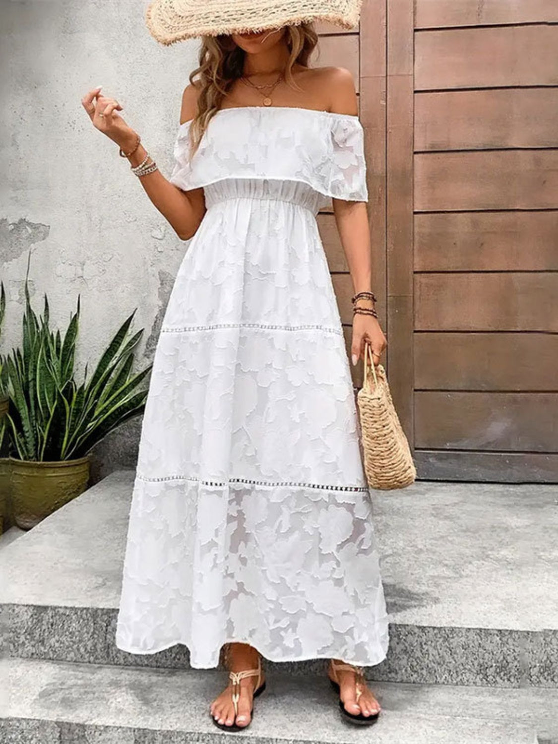 Off-Shoulder Beach Resort Maxi Dress