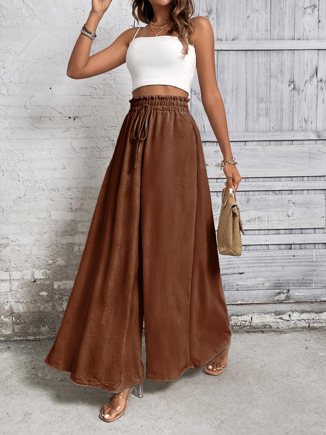 Resort Style High Waist Wide Leg Pants