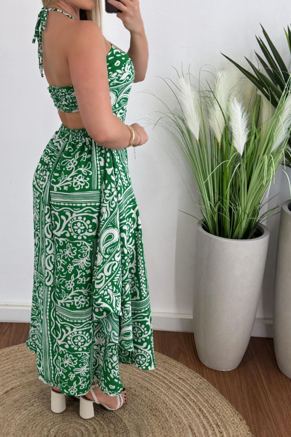 Tropical Vacation Maxi Halter Neck Dress