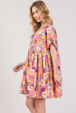 Floral Short Sleeve Babydoll Summer Dress with Pockets