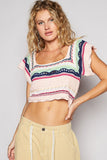 Beachy Boho Pattern Cropped Knit Top