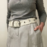 Wandering Clouds Embroidered Wool Belt - Master Artisan Handcrafted
