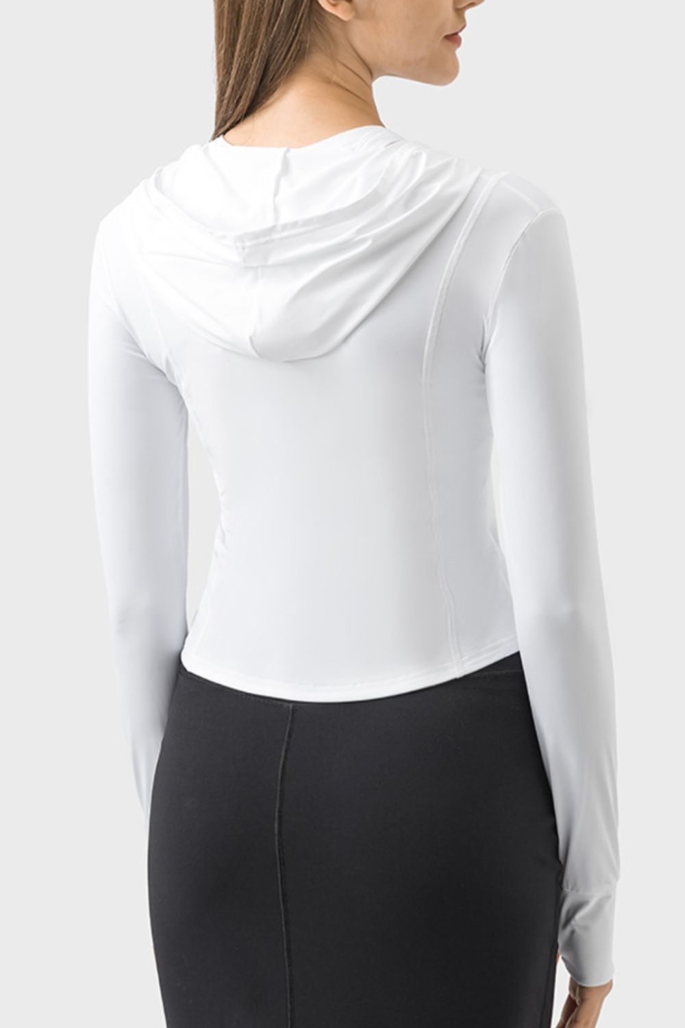 Zip Up Hooded Long Sleeve Active Top