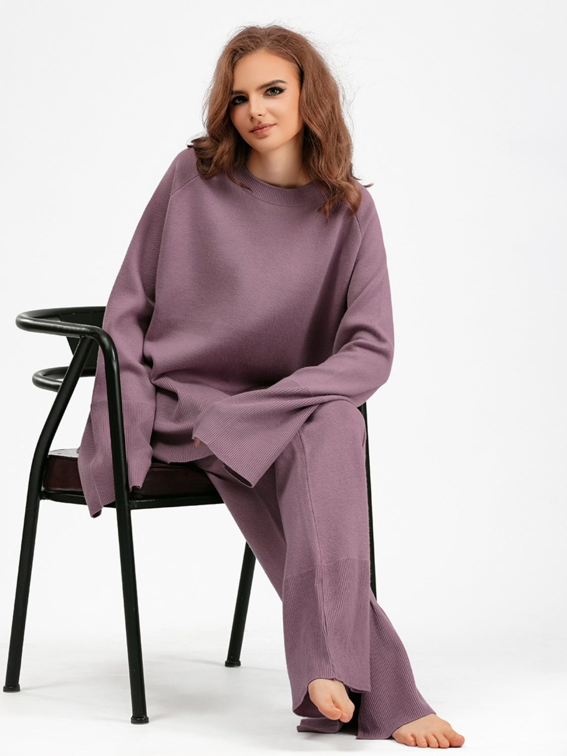 Long Sleeve Top and Drawstring Loungewear Sweater Set