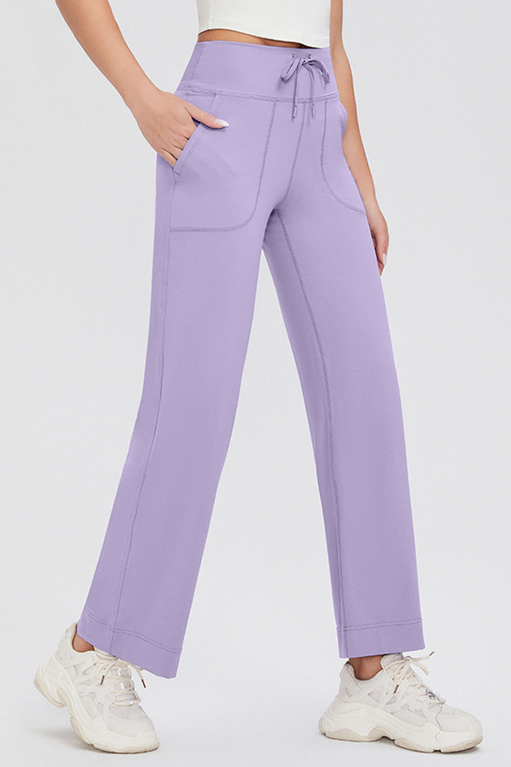 Full Size Drawstring High Waist Pants with Pockets