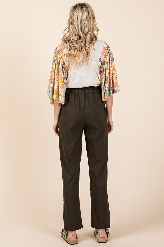 Paperbag Waist Tapered Straight Pants