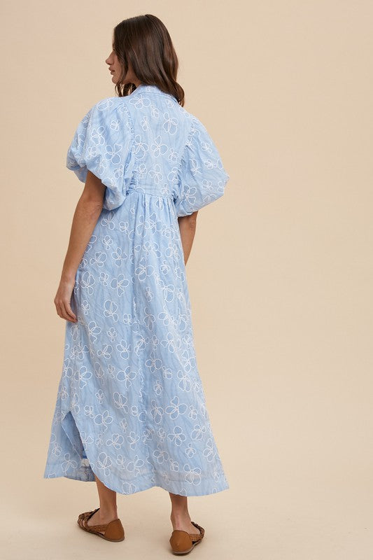 Summer Floral Smock Detail Puff Sleeve Dress