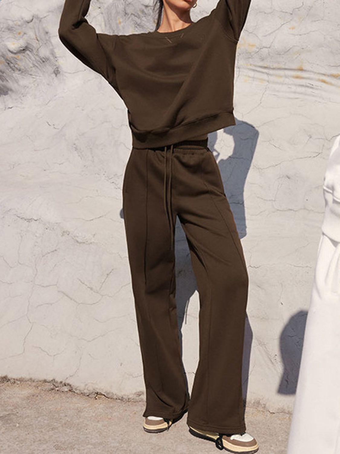 Long Sleeve Top and Elastic Waist Travel Pants Set