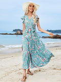 Ruffled Floral Midi Resort Dress