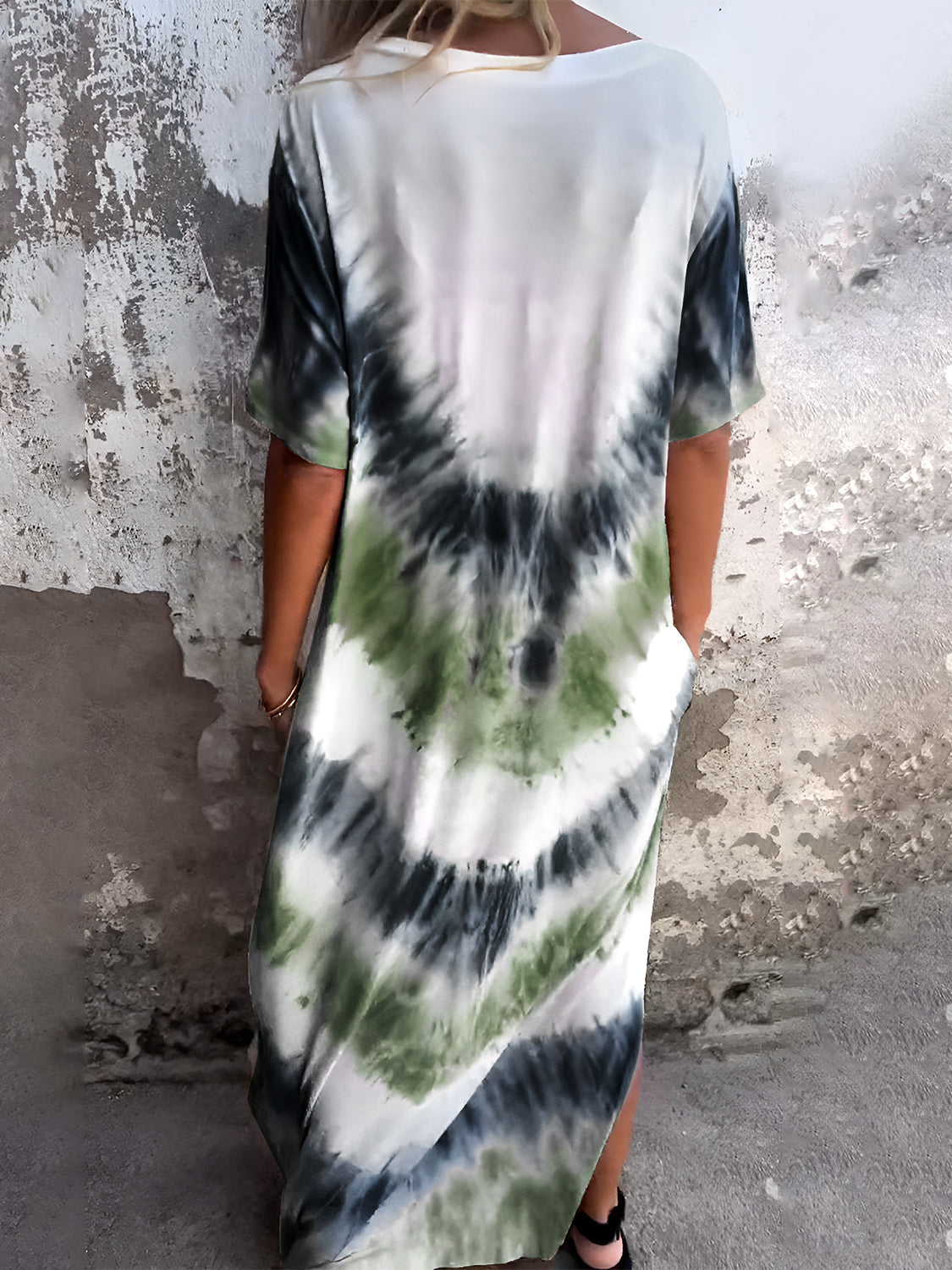 Beachy Tie-Dye Short Sleeve Maxi Dress