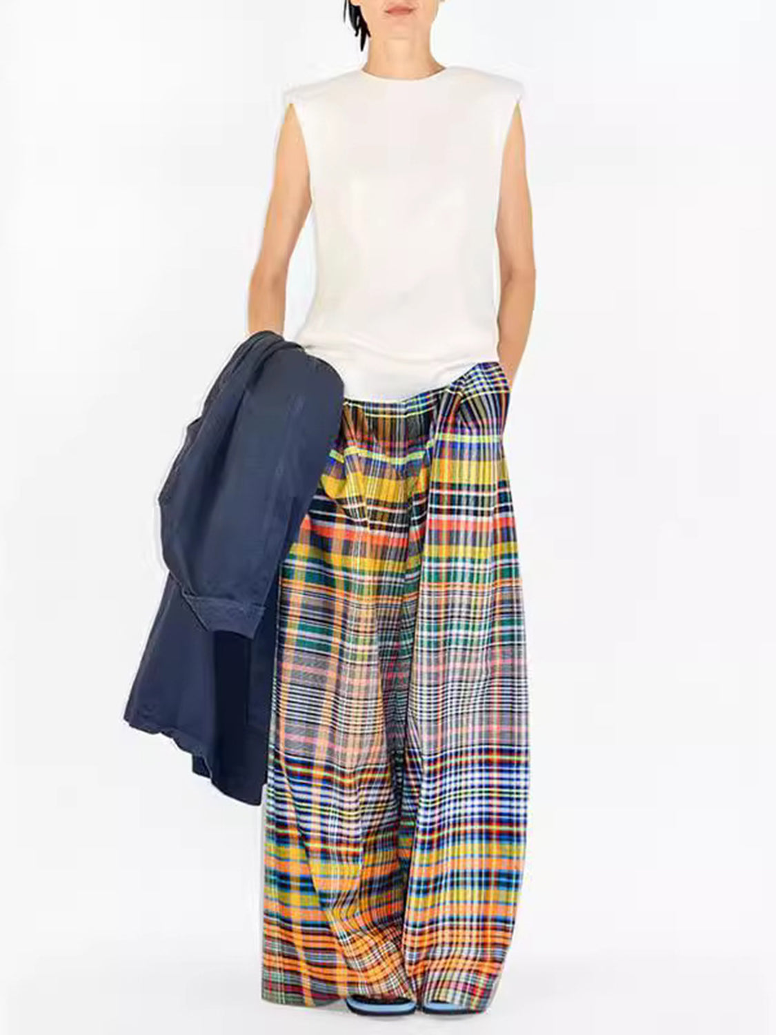 Full Size Plaid Wide Leg Plaid Pants