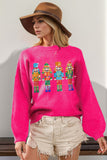 Full Size Sequin Nutcracker Long Sleeve Sweater