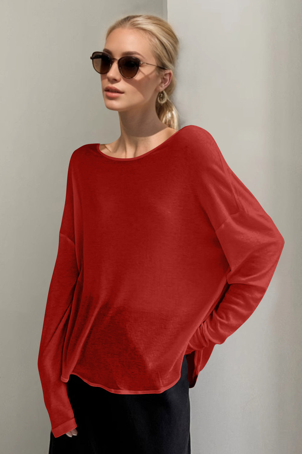 Silk Blend Long Sleeve T-Shirt