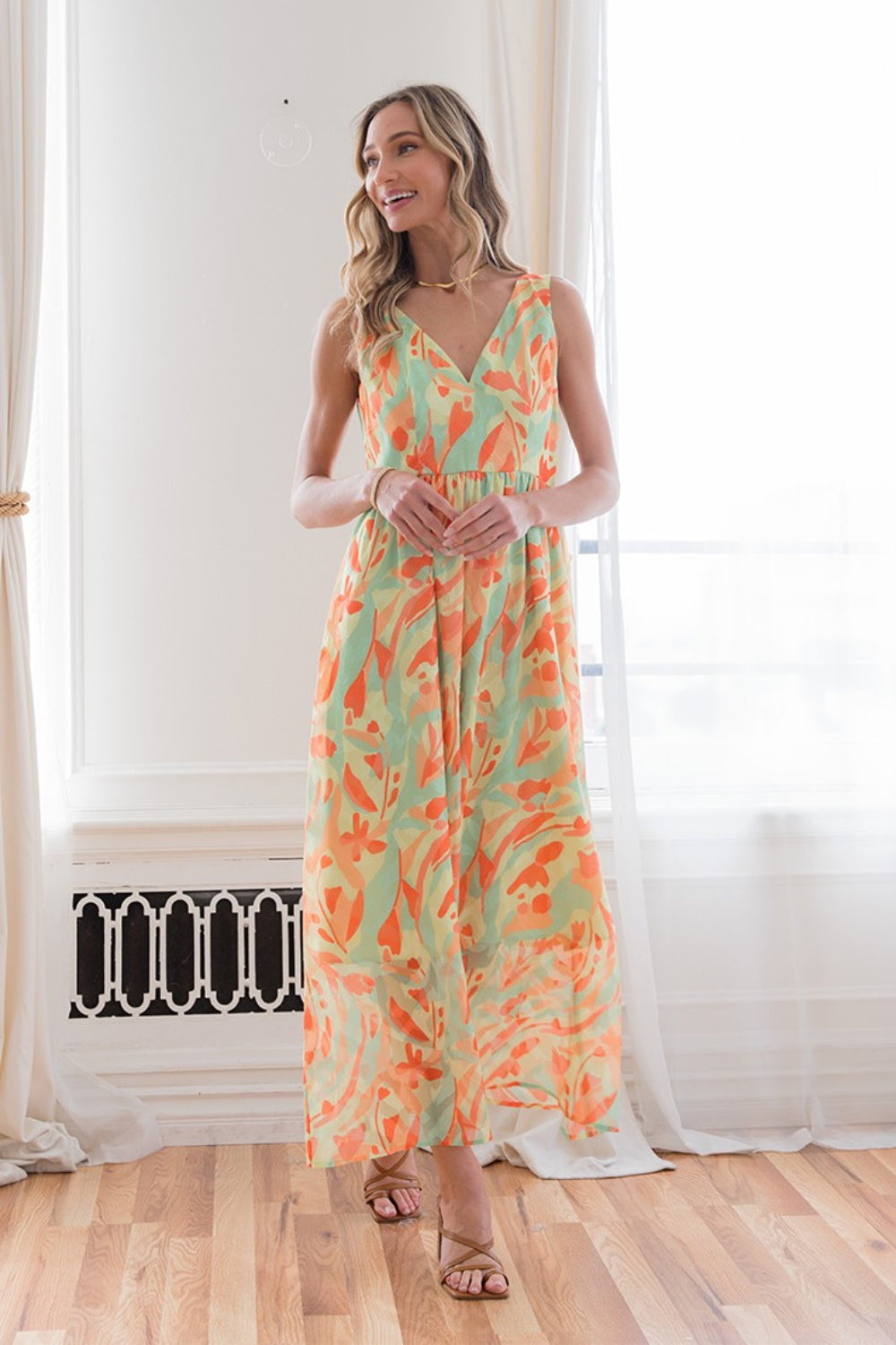 Vibrant Sleeveless Summer Maxi Dress