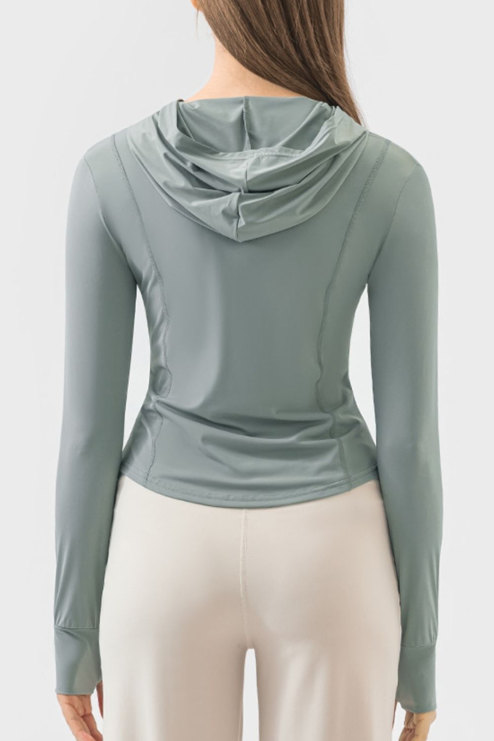 Zip Up Hooded Long Sleeve Active Top