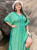 Plus Size Tied Fringe Beach Maxi Dress