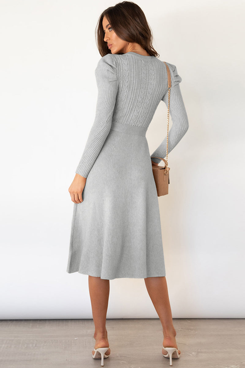 Long Sleeve Tie Waist Midi Sweater Dress