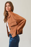 Suede Button Down Cropped Jacket