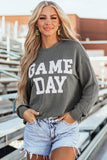 GAME DAY Striped Round Neck Long Sleeve Top