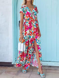 Tied Slit Floral Summer Midi Dress