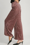 Full Size Elastic Waist Wide Leg Velvet Resort Pants