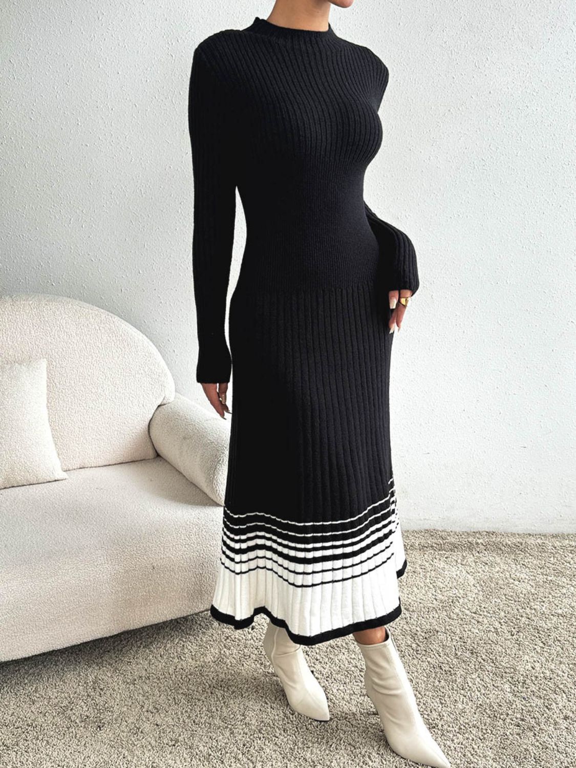 Long Sleeve Sweater Midi Dress