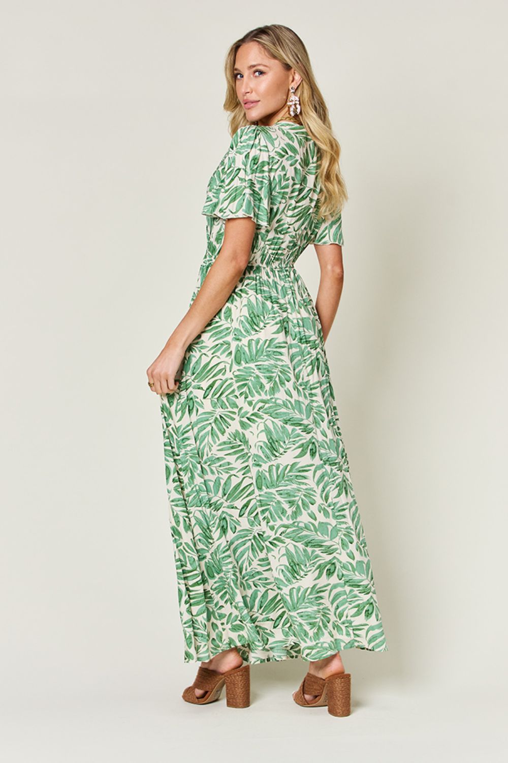 Plus Size Green Tropical Resort Maxi Dress