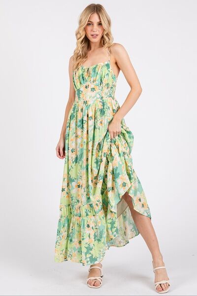 Back Ruffled Hem Maxi Cami Dress