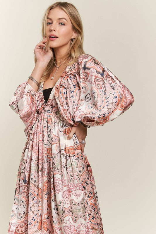 Pale Blush Batwing Sleeve Resort Maxi Dress