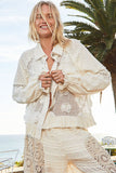 Romantic Beachy Pearl Detail Lace Patchwork Boho Shirt