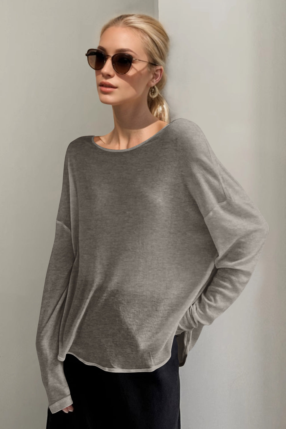 Silk Blend Long Sleeve T-Shirt