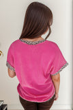 Plus Size Leopard V-Neck Short Sleeve Top