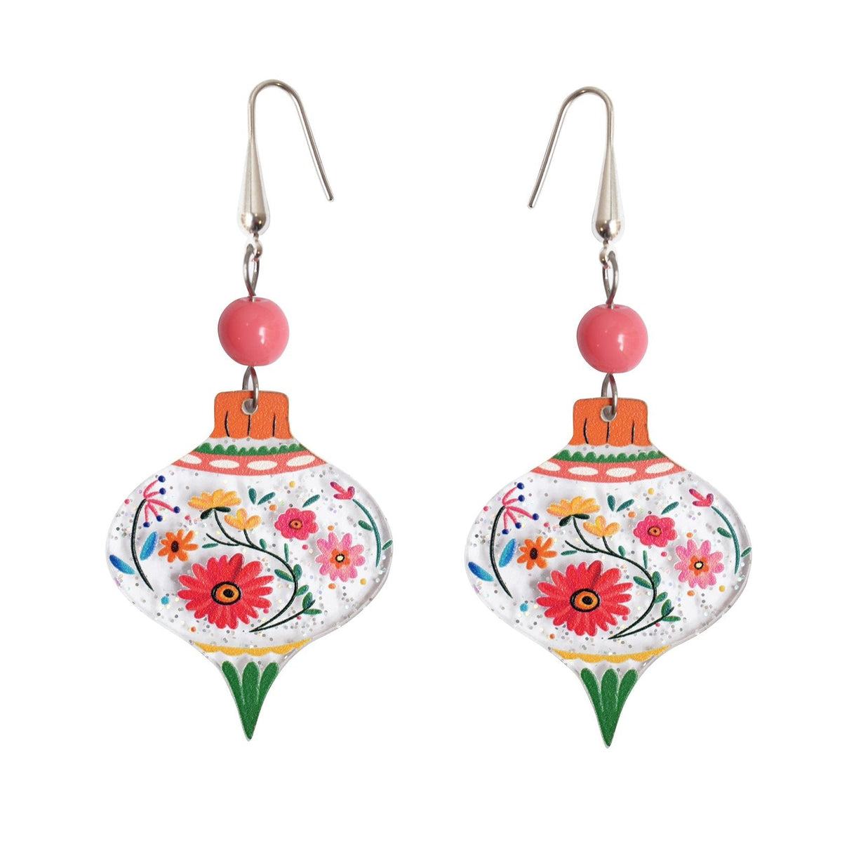 Floral Christmas Ball Earrings by Laliblue